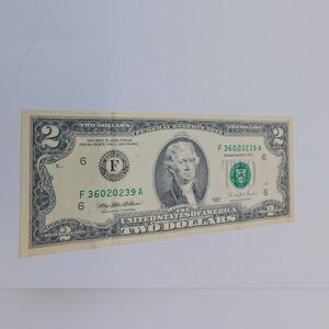 Two Dollar Bill 1995 Series United States Bank Note F 36020239 A